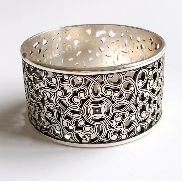 Brighton Retired Ornate Cut Out Wide Cuff Bracelet - Picture 3 of 9